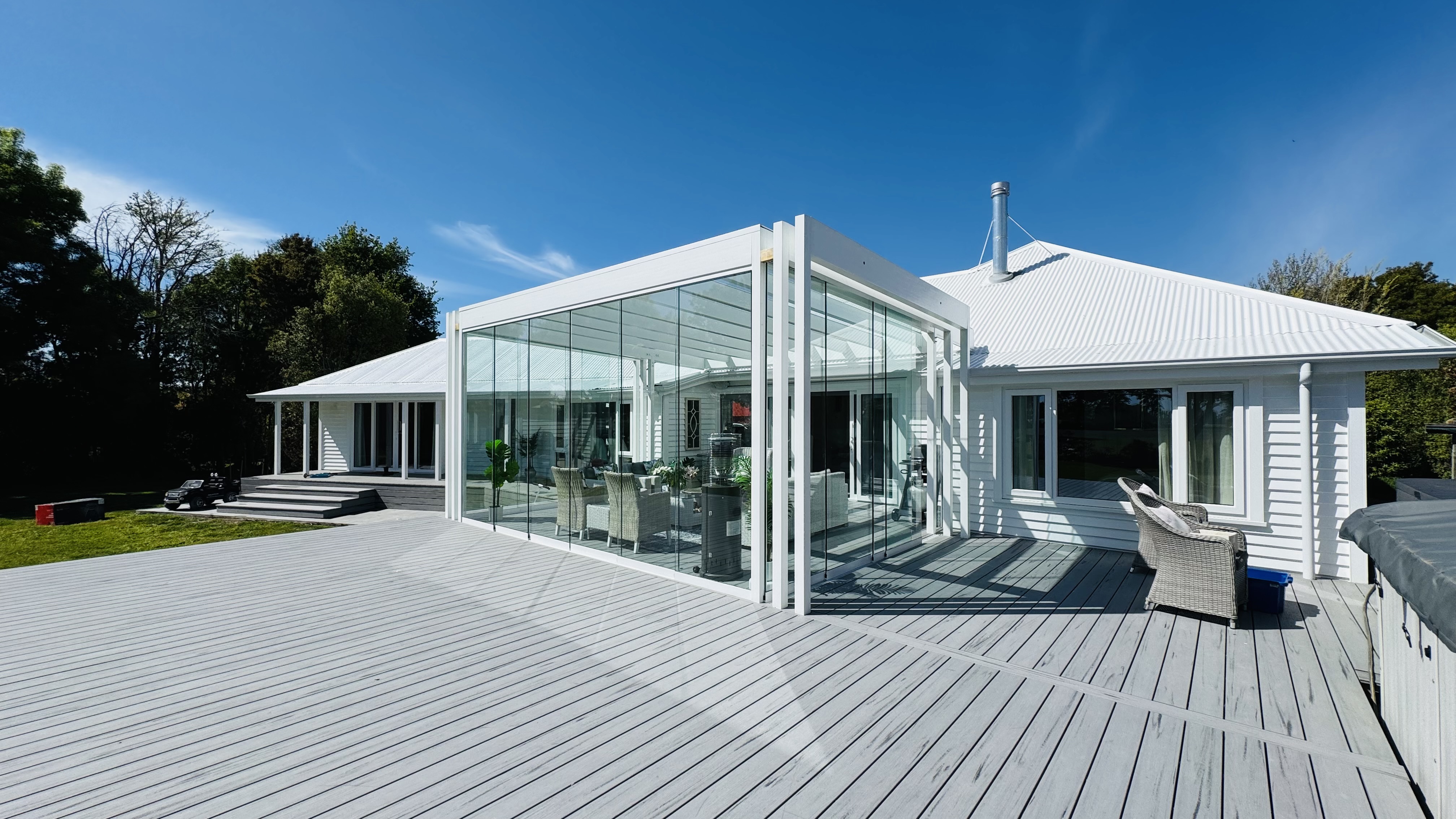 Custom sunroom alfresco designed for year-round outdoor entertaining in Christchurch